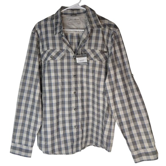Eddie Bauer Mens Adventure Long-Sleeve Shirt M Blue Plaid Cotton/Polyester - Picture 1 of 10